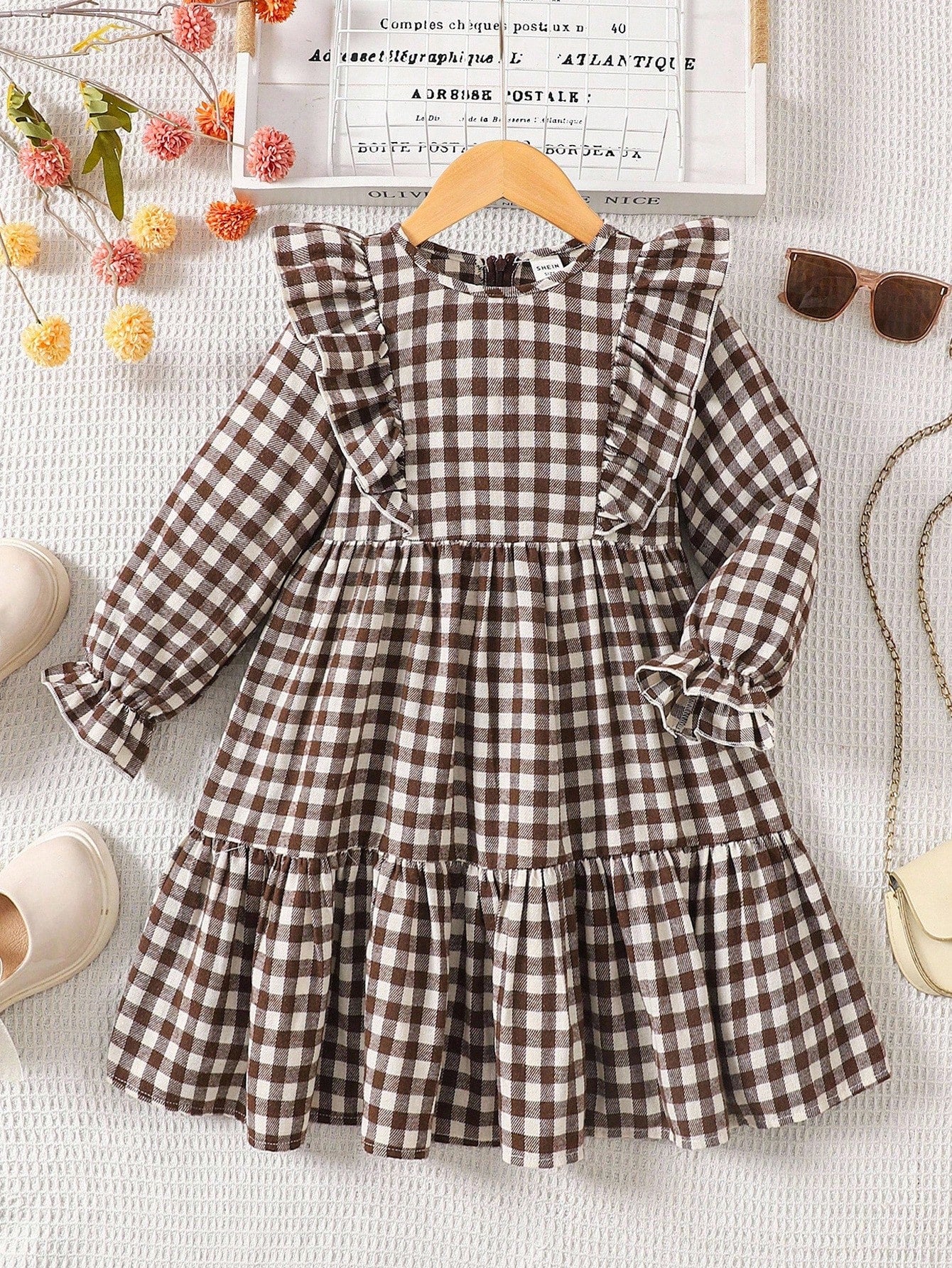 Cocoa Check Ruffle Dress – Cozy Classics for Little Queens